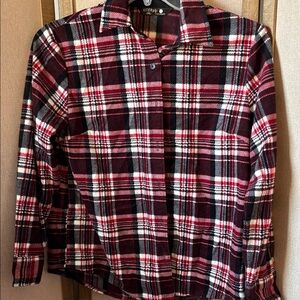 Riders by lee Red and Black Plaid Button-Up fleece Shirt small